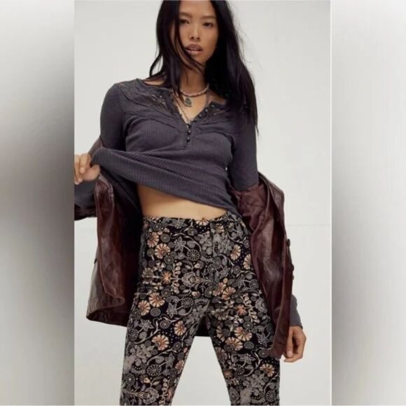 Free People Come on over henley - lace long sleeve - Picture 1 of 8